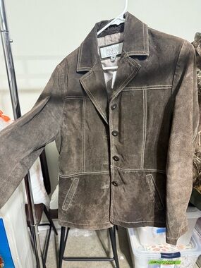 Wilsons Leather Brown Suede Notch Collar Jacket